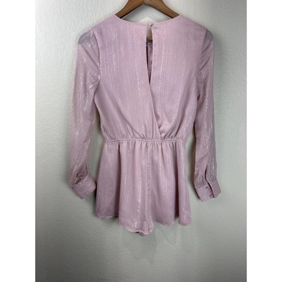 Super Down Tamara Womens Open Front Romper Size XS Long Sleeve In Dusty Rose - Picture 8 of 16
